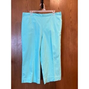 Alfred Dunner Spring Lake Aqua Capri Pants Size 16 Elastic Waist New‎ With Tags